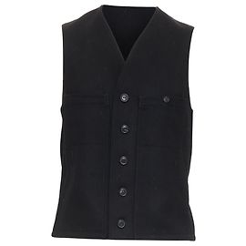 Lemaire virgin wool felt horn buttons pocketed waist coat Black