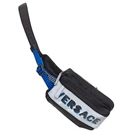 Versace-Bolsa de cintura em nylon preto com logo refletivo VERSACE e alça Greca-Preto