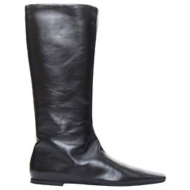 THE ROW Bette black leather square toes knee high flat boots EU37.5 Black