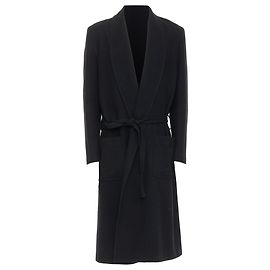 Yohji Yamamoto Homme wool felt belted pockets lined robe coat Black