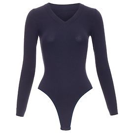 Alaïa Alaia V-Ausschnitt Bodysuit aus Mischwolle Blau Marineblau
