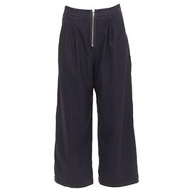 Reformation Calça larga de tecido surplus listrada azul marinho com zíper prateado US0 XS Azul Azul marinho