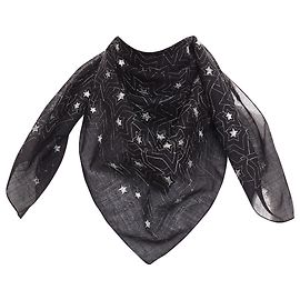 Bufanda cuadrada ligera con bordado de estrellas de Saint Laurent Negro