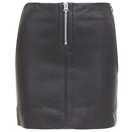 Saia lápis de couro preto com zíper prateado Franca 2016 ACNE STUDIOS FR32 XXS Preto