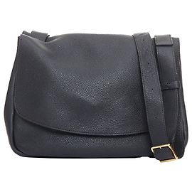 Bolsa de Ombro de Couro Mail da The Row Preto