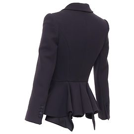 Giacca blazer peplum scolpita in lana e seta Alexander McQueen Nero