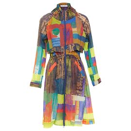 Issey Miyake multicolor geometric printed pleated coat dress Multiple colors
