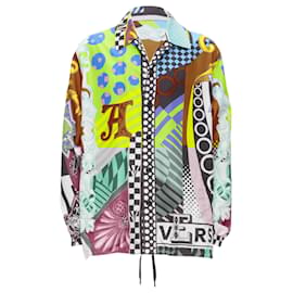 Versace-Camisa jaqueta de nylon com estampa Pop Temple da VERSACE 2020 IT48 M-Multicor