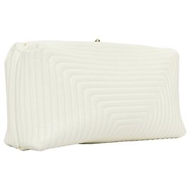Bolso clutch de cuero acolchado Goji de Jil Sander Blanco Crudo