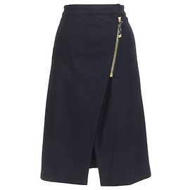 ACNE STUDIOS 2016 Panna Wool black silver asymmetric zip knee skirt FR32 XXS Black