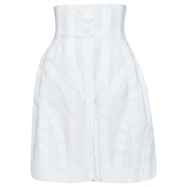 Alaïa ALAIA ivory 100% Baumwolle Korsett hohe Taille Schlagrock FR38 M Weiß Roh