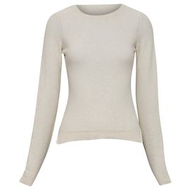 LORO PIANA 100% Kaschmir beiger feiner Waffelstrick Pullover mit Rundhalsausschnitt IT38 XS Braun Beige