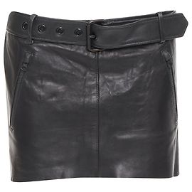 Acne Studios Mimi tumbled lamb leather biker asymmetric skirt Black