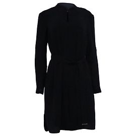 Belted Mini-Kleid mit langen Ärmeln aus schwarzem Polyester von Boss by Hugo Boss Schwarz