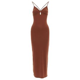 Reformation Lainey Bodycon-Kleid aus Tencel-Mischung mit elastischen Spaghettiträgern Braun