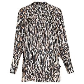 Calvin Klein-CALVIN KLEIN 205W39NYC Raf Simons silk  brown black leopard print shirt US0 XS-Brown