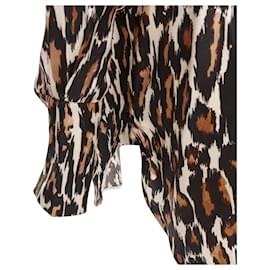 Calvin Klein-CALVIN KLEIN 205W39NYC Raf Simons silk  brown black leopard print shirt US0 XS-Brown