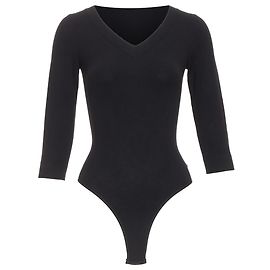 Alaïa Alaia V-Ausschnitt Bodysuit aus Mischwolle Schwarz