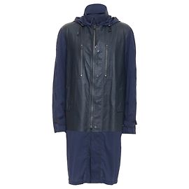 Lanvin leather panels lightweight nylon anorak coat Blue Navy blue