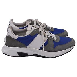 Tom Ford Jagga Low-Top Sneakers in Blue and Grey Mixed Media Blue