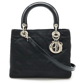 Bolsa 2 em 2 Lady Dior em nylon da Christian Dior Preto