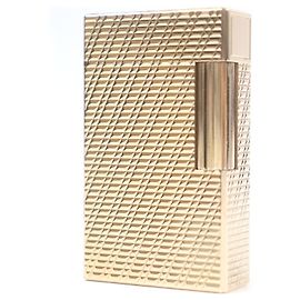 Autre Marque Dupont Line 1 Check Pattern Square Smoking Accessories Lighter Case Golden