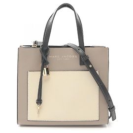 Bolsa tote de couro 2 em 1 MARC JACOBS Grind Preto Bege Cru