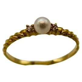 Autre Marque-Au750 Pearl Diamond Ring-Golden