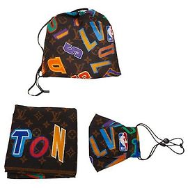 Conjunto de lenços de algodão e seda Louis Vuitton Monogram Letters × NBA Marrom Outro