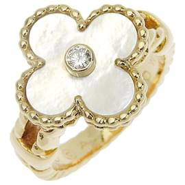 Anello Vintage Alhambra in oro giallo 18K con madreperla e diamante di Van Cleef & Arpels D'oro