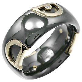 Damiani D Icon Ring K18 (White Gold), ceramic and Diamond Green