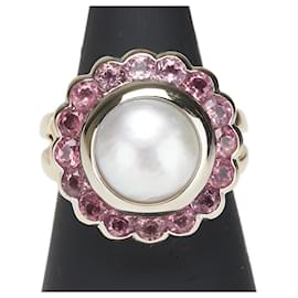 Autre Marque-Au750 Mabe Pearl Pink Tourmaline Ring-Golden