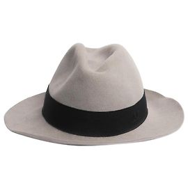 Maison Michel Chapeau fedora gris et noir - taille L Gris