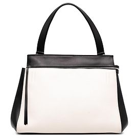 Céline Celine Weißer mittelgroßer bicolor Lederhandtasche Weiß
