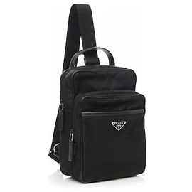 Prada Re-Nylon and Saffiano Leather Backpack Black Black
