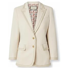 Gucci Crepe Double Breasted Blazer Cream Cream