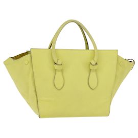 Céline Celine Sac Tote à Nœud en Cuir Lisse Mini Jaune