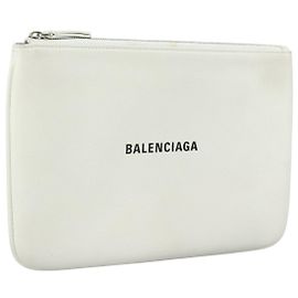 Balenciaga Everyday Logo Pouch Printed Leather Small White