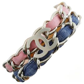 Pulseira de corrente Coco mark 2 em metal e denim Chanel Multicor
