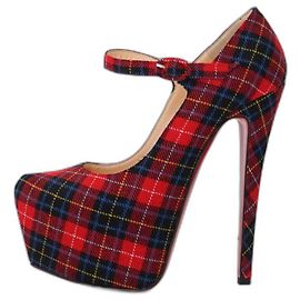 Christian Louboutin Lady Daf Plaid Pumps Red Multiple colors