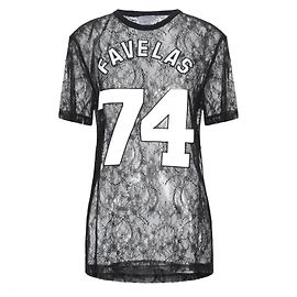 T-shirt in pizzo Givenchy FAVELAS nera Nero