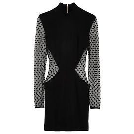 Vestido mini Balmain preto de malha com bolinhas Preto