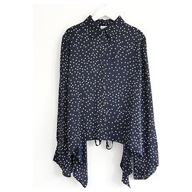 Magda Butrym Orleans Polka Dot Silk Blouse Navy blue