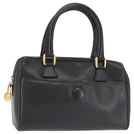 Borsa a mano GUCCI in pelle nera e oro Auth 144139 Nero D'oro
