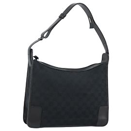 Borsa a Spalla GG Canvas Gucci Nera Argento 001 4205 Auth 143772 Nero Argento