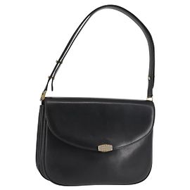 BALLY Bolsa de Ombro de Couro Preta e Dourada Auth BA4806 Preto Dourado