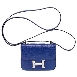 Hermès Bolsa HERMES Constance em Couro Exótico Azul - 102919 Azul
