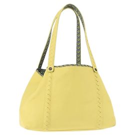 Autre Marque BOLSO TOTE REVERSIBLE INTRECCIATO DE CUERO NYLON AMARILLO Auth BA5716 Amarillo