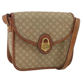 Céline Borsa a Spalla in Tela Macadam CELINE PVC Beige Oro Auth 142901 Beige D'oro