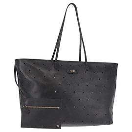 FENDI Tote Bag Leather Black Gold Auth bs29107 Black Golden